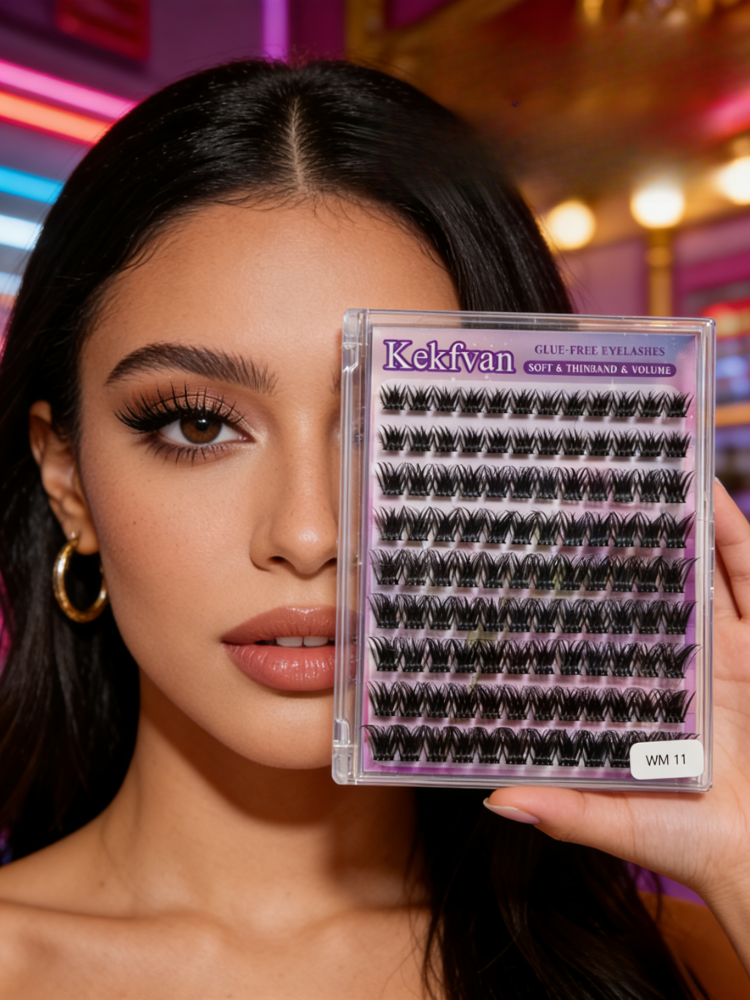 Wholesale No-Glue False Eyelashes, Sweatproof & Waterproof, Long-Lasting Self-Adhesive Segmented Natural Faux Lashes