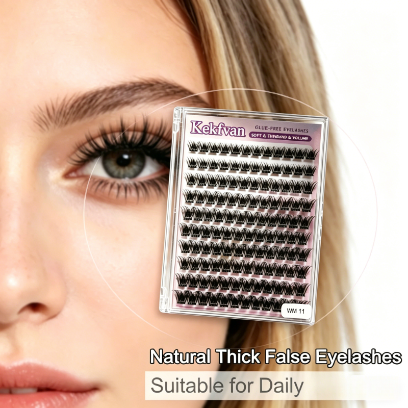Wholesale No-Glue False Eyelashes, Sweatproof & Waterproof, Long-Lasting Self-Adhesive Segmented Natural Faux Lashes